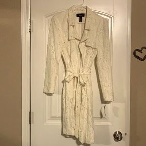 Alfani Ivory Floral Vibrance Lace Overcoat